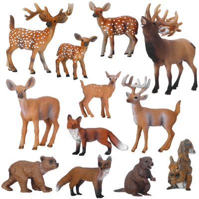 WinnerWhy 12 Pcs Mini Forest Animals Small Safari Animal Figurines Plastic Jungle Zoo Wild Life Animals for Cake Toppers DIY Garden Dollhouse Accessories Micro Landscape Christmas Aquarium Decor Gifts
