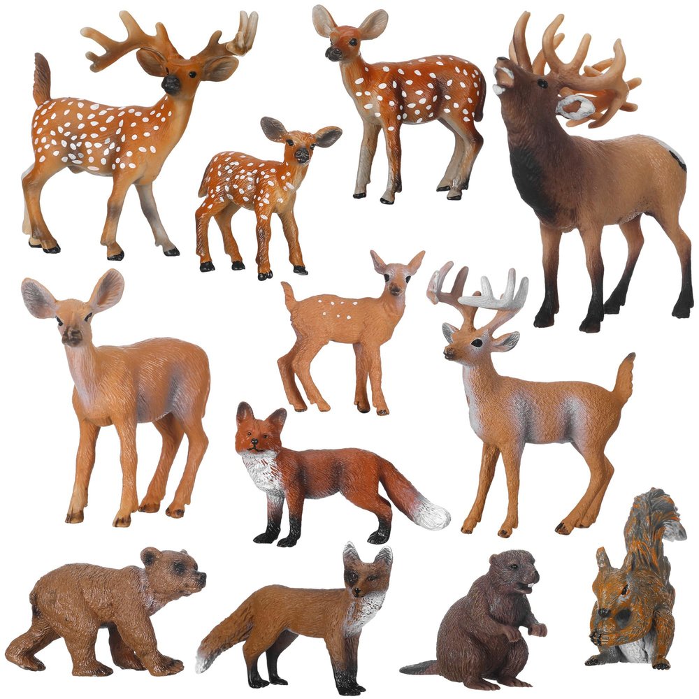 WinnerWhy 12 Pcs Mini Forest Animals Small Safari Animal Figurines Plastic Jungle Zoo Wild Life Animals for Cake Toppers DIY Garden Dollhouse Accessories Micro Landscape Christmas Aquarium Decor Gifts