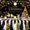 Avezano Merry Christmas Happy New Year Banner Christmas Black Gold Banner Happy New Year Backdrop Party Decorations view 2