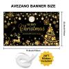 Avezano Merry Christmas Happy New Year Banner Christmas Black Gold Banner Happy New Year Backdrop Party Decorations view 4