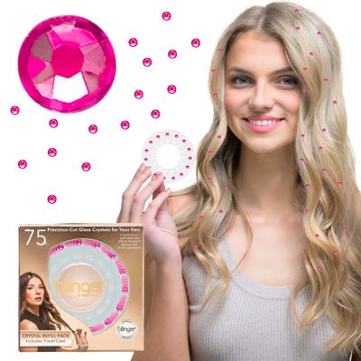blinger Shimmer Crystal Refill Pack as seen on Shark Tank | 5 Discs 75 Precision-Cut Glass Crystals | Hair-Safe Accessories | Styling Tool Not Included| Rose 4 mm