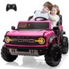 24v Ride On Toy for Big Kids,2-4.3 Mph,Ford Bronco Raptor Licensed Electric 2 Seater Ride On Car with Remote Control,Off-Road Wheels,Bluetooth Music Player,Spring Suspension,Safety Belts,Pink view 1