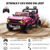 24v Ride On Toy for Big Kids,2-4.3 Mph,Ford Bronco Raptor Licensed Electric 2 Seater Ride On Car with Remote Control,Off-Road Wheels,Bluetooth Music Player,Spring Suspension,Safety Belts,Pink view 3
