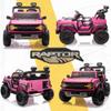 24v Ride On Toy for Big Kids,2-4.3 Mph,Ford Bronco Raptor Licensed Electric 2 Seater Ride On Car with Remote Control,Off-Road Wheels,Bluetooth Music Player,Spring Suspension,Safety Belts,Pink view 4
