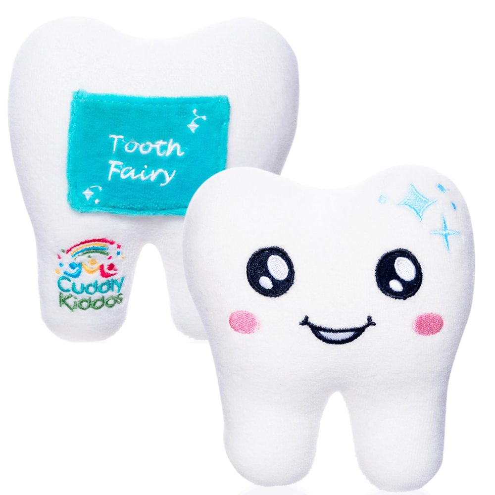 Cuddly Kiddos Soft Plush Tooth Fairy Pillow with Pocket Keepsake Kids Tooth Holder, Cute Tooth Pillow for Girls, for Kids Tooth Loss Joy