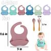 FCQIANKM Personalized Silicone Baby Bibs Spoon and Fork Set with Name Icon Custom Toddler Bibs Personalized Baby Gifts view 4