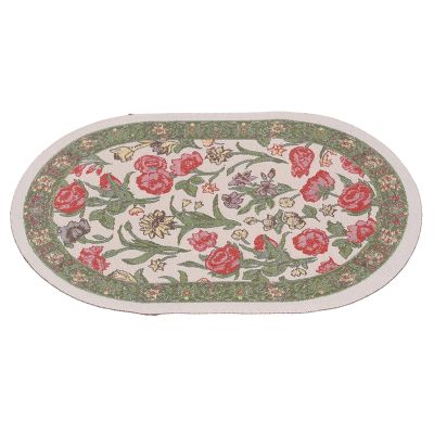 1/12 Miniature Rug Mini Vintage Woven Carpet Dollhouse Decoration Accessories Oval (B01 Green Leaf Flower)