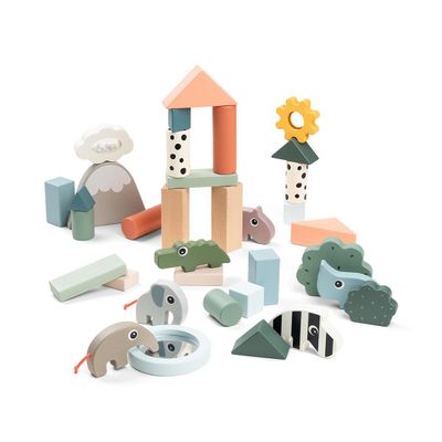 Done by Deer Building Blocks Set 34 pcs - Deer Friends - Colour Mix - Classic and Educational Toddler Activities - Wooden Toy Set for Toddlers - Stacking Toys for Toddlers 1-3, Montessori Play Sets