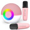 Mgaolo Mini Karaoke Machine for Kids Adults,Portable Bluetooth Speaker with 2 Wireless Microphones,Gift Toys with MP3 Player for Boys Girls 3-12 Year Old Birthday Family Home Party Present (Pink) view 1
