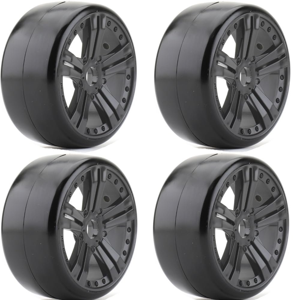 Powerhobby Buster 1/8 GT Slick Belted Mounted Tires 17mm Claw Wheels (Super Soft)