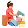 B. toys  Sensory Foam Building Blocks for Kids  8 Pieces Textured Stacking Toys for Babies 6 12 Months  Soft Geometric Shapes with Tactile Fabric Cover  Foam Blocks for Toddlers view 1