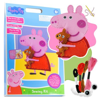 LUPPA My First Sewing Kit for Kids Peppa Pig Beginner Kids Easy DIY Projects Peppa Pig & Peppa's Bear, Complete Arts & Crafts Set with Instructions & Felt Girls, Boys Learning to Sew & Embroider
