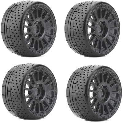 Powerhobby 1/8 GT Hot Dot Belted Mounted Tires 17mm w Claw Wheels (4) (Medium Soft)