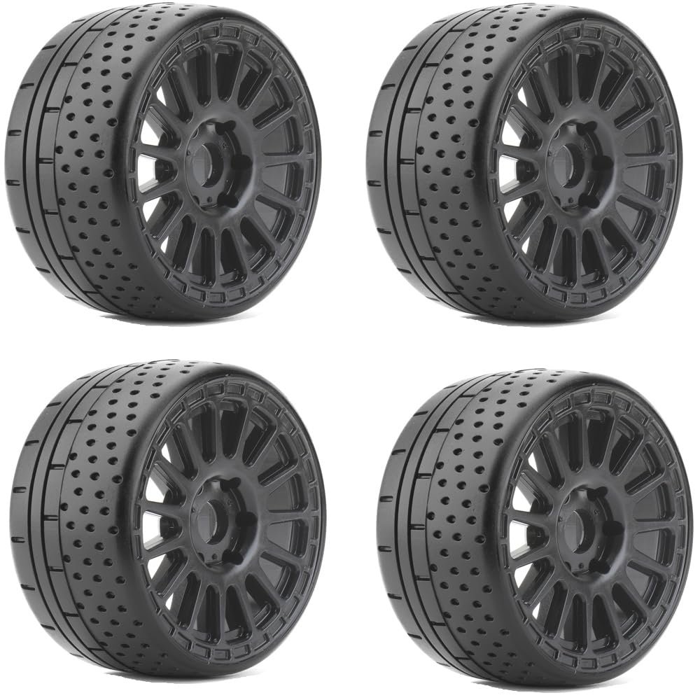 Powerhobby 1/8 GT Hot Dot Belted Mounted Tires 17mm w Claw Wheels (4) (Medium Soft)
