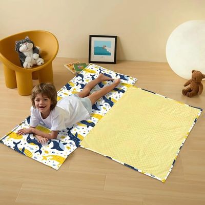 Mamatopia Kids & Toddler Nap Mats, Breathable Cotton, Washable, Soft, Skin-Friendly, 24W x 48L inches (Whale)