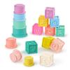 B. toys Sensory Baby Toys Soft Baby Blocks Stacking Drip Cups Numbers, Shapes & Animals 6+ Months Stackin' Squishies view 1