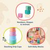 B. toys Sensory Baby Toys Soft Baby Blocks Stacking Drip Cups Numbers, Shapes & Animals 6+ Months Stackin' Squishies view 2