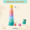 B. toys Sensory Baby Toys Soft Baby Blocks Stacking Drip Cups Numbers, Shapes & Animals 6+ Months Stackin' Squishies view 3