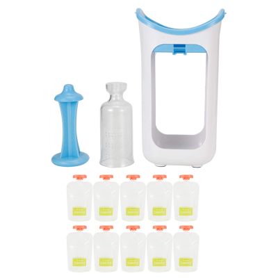 Squeeze Station, Press and Storage System, Portable Fruit Puree Press, Food Bag with Non-Slip Base for Home Kitchen in Rose Red Colour (Blue)