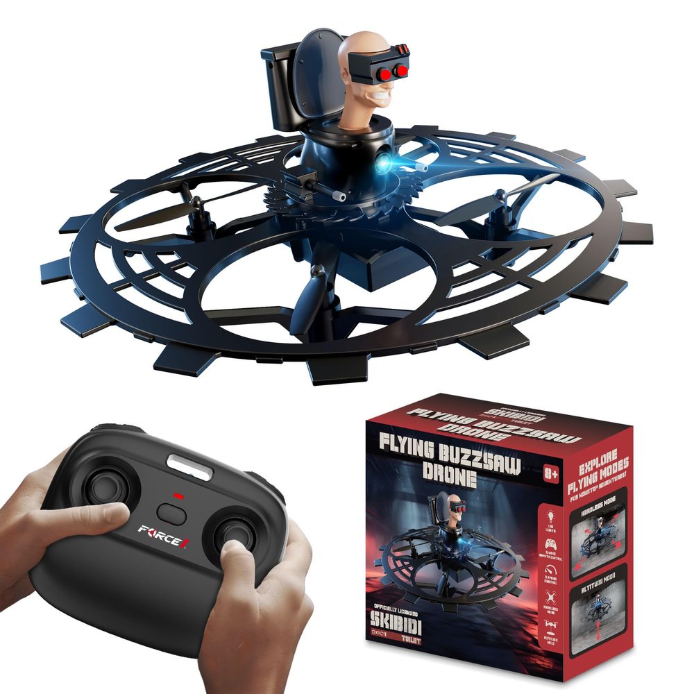 Force1 Officially Licensed Skibidi Toilet Toy RC Drone- Jetpack Flying Buzzsaw Drones, Headless Mode, Altitude Hold, Speed Control, Rechargeable 2.4GHz Remote Control