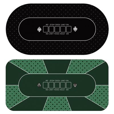YUZPKRSI 70 x 35 Inch Poker Mat Green + Oval Black Texas Holdem Poke Table Top