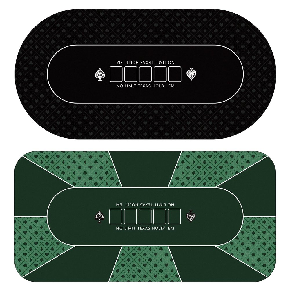 YUZPKRSI 70 x 35 Inch Poker Mat Green + Oval Black Texas Holdem Poke Table Top