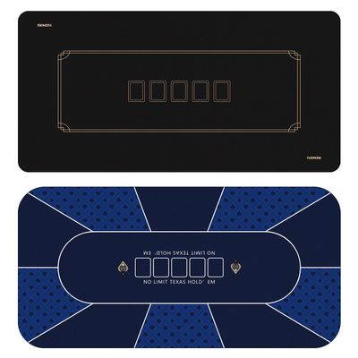 YUZPKRSI 70 x 35 Inch Poker Mat Blue + Waterproof Black&Gold Poke Mat
