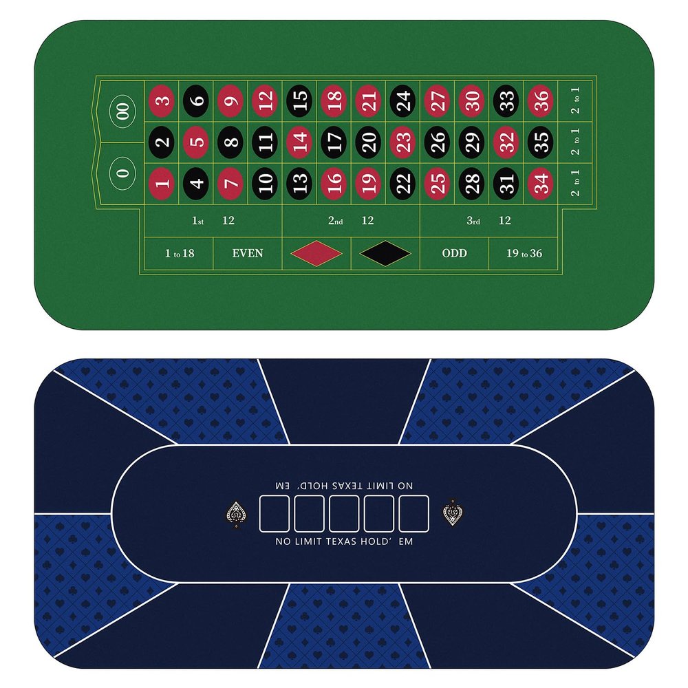 YUZPKRSI 70 x 35 Inch Poker Mat Blue + Roulette Mat