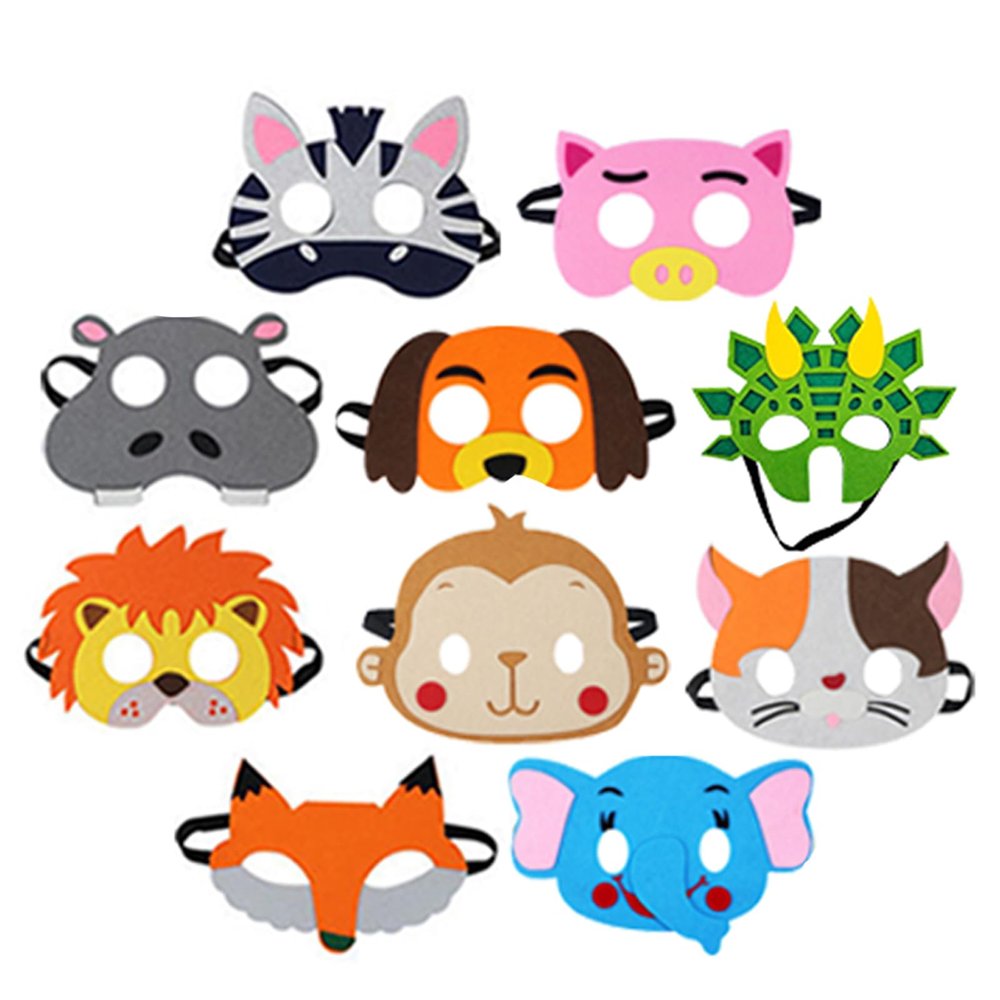 Jtnohx Felt Animal Masks, 10 Pcs Halloween Mask, Animal Costume for Birthday Party Supplies (mix mask Mask)