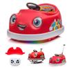 12V Dual Battery Electric Ride on Kids Bumper Car w/Remote Control,360 Degree Spin,Push Rod Rocker Horse Function,3-Speeds Babies & Toddlers Bumping Car Ride on Toy Gift for 1-4 Years Children (Red) view 1