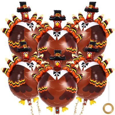 6 Pcs Turkey Balloons, Thanksgiving Foil Balloons, Fall Harvest Party Decorations Fall Party Balloons for Birthday Thanksgiving Autumn Fall Theme Party Decorations