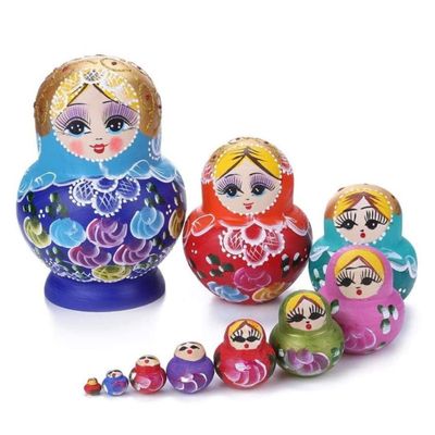 NMGMJQ Matryoshka Stacking Dolls 10 Pieces Wooden Russian Doll Matryoshka Nesting Dolls Home Decor Ornaments Gift Matryoshka Doll Russian