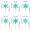 24Pcs Glitter Blue Snowflake Cupcake Topper Winter Frozen Snowflake Decors view 2