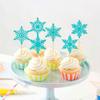 24Pcs Glitter Blue Snowflake Cupcake Topper Winter Frozen Snowflake Decors view 3