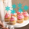 24Pcs Glitter Blue Snowflake Cupcake Topper Winter Frozen Snowflake Decors view 4