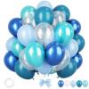 Ocean Themed Party Balloons, 12 Inches Turquoise Teal Blue Clear Metallic Balloons for Ocean Shark Sea Themed Pool Party Baby Shower Birthday Beach Decorations view 1