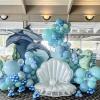 Ocean Themed Party Balloons, 12 Inches Turquoise Teal Blue Clear Metallic Balloons for Ocean Shark Sea Themed Pool Party Baby Shower Birthday Beach Decorations view 4