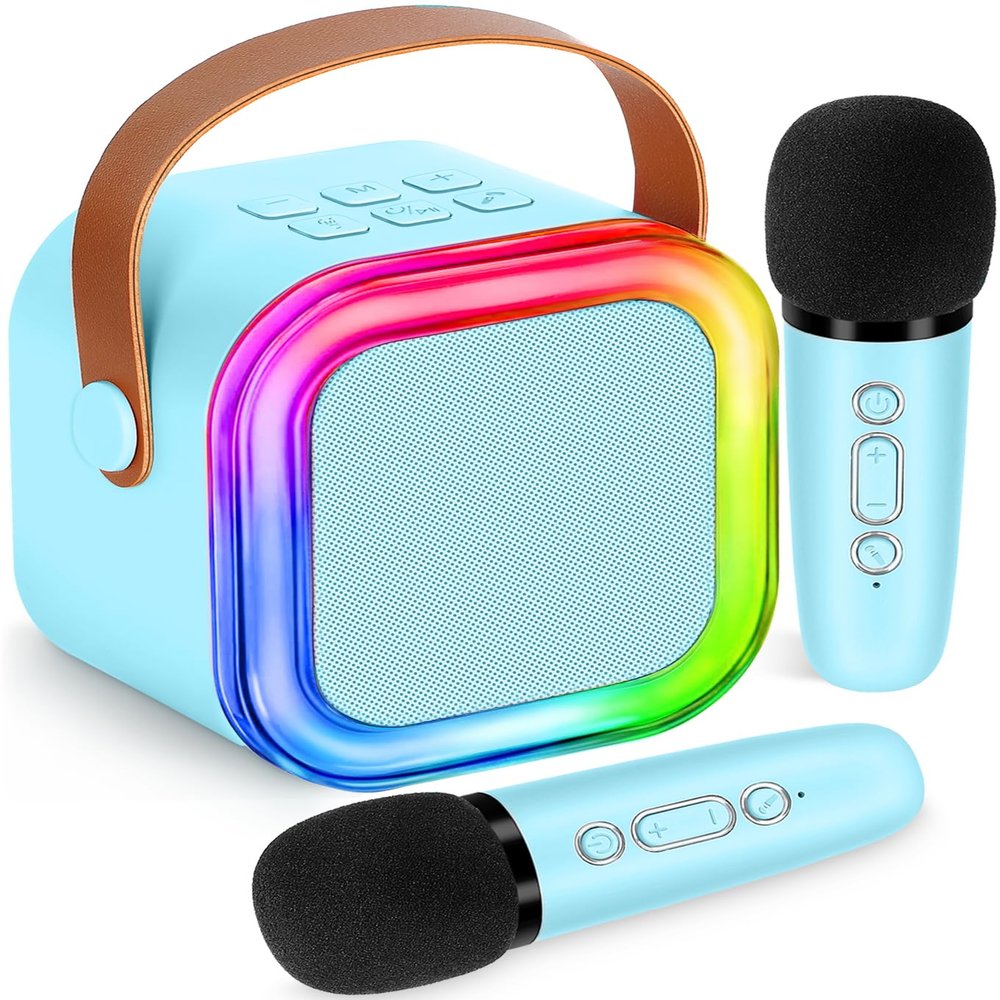 Mini Karaoke Machine for Kids,Girl Toys,Karaoke Microphone Wireless for Kids,Gifts for 4,5,6,7,8,9,10 Year Old Girl Toys (Blue)