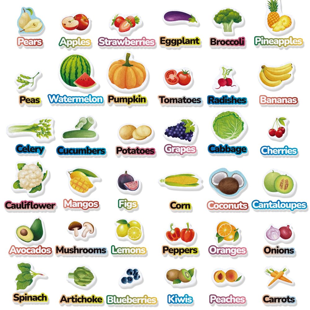 CHEFAN Fruits and Vegetables Felt Board Pieces, Precut Flannel Board Pieces, Felt Figures Sets Flannel Graph Educational Learning Toys for Kindergarten, Preschool, Toddlers - 76 Pcs