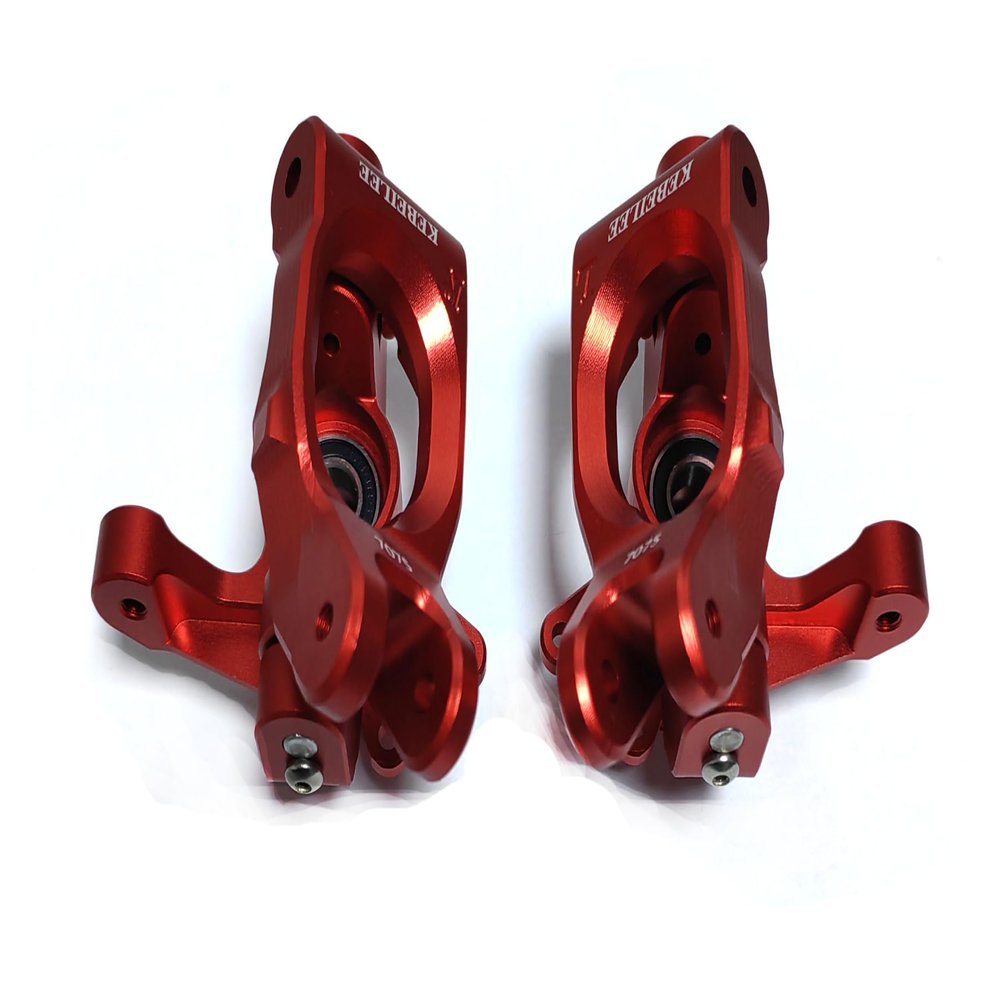 KEBEILEE CNC Alu7075 Front Spindle Knuckle+C Hub for LOSI Super Rock Rey 1/6 8S (red)