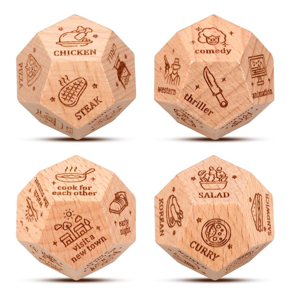 4PCS Date Night Ideas Dice Couples Gifts for Boyfriend Girlfriend Husband Wife Anniversary Wedding Gifts for Couples Dinner Decider Dice Birthday Gifts Women Men Halloween Boo Basket Stuffers