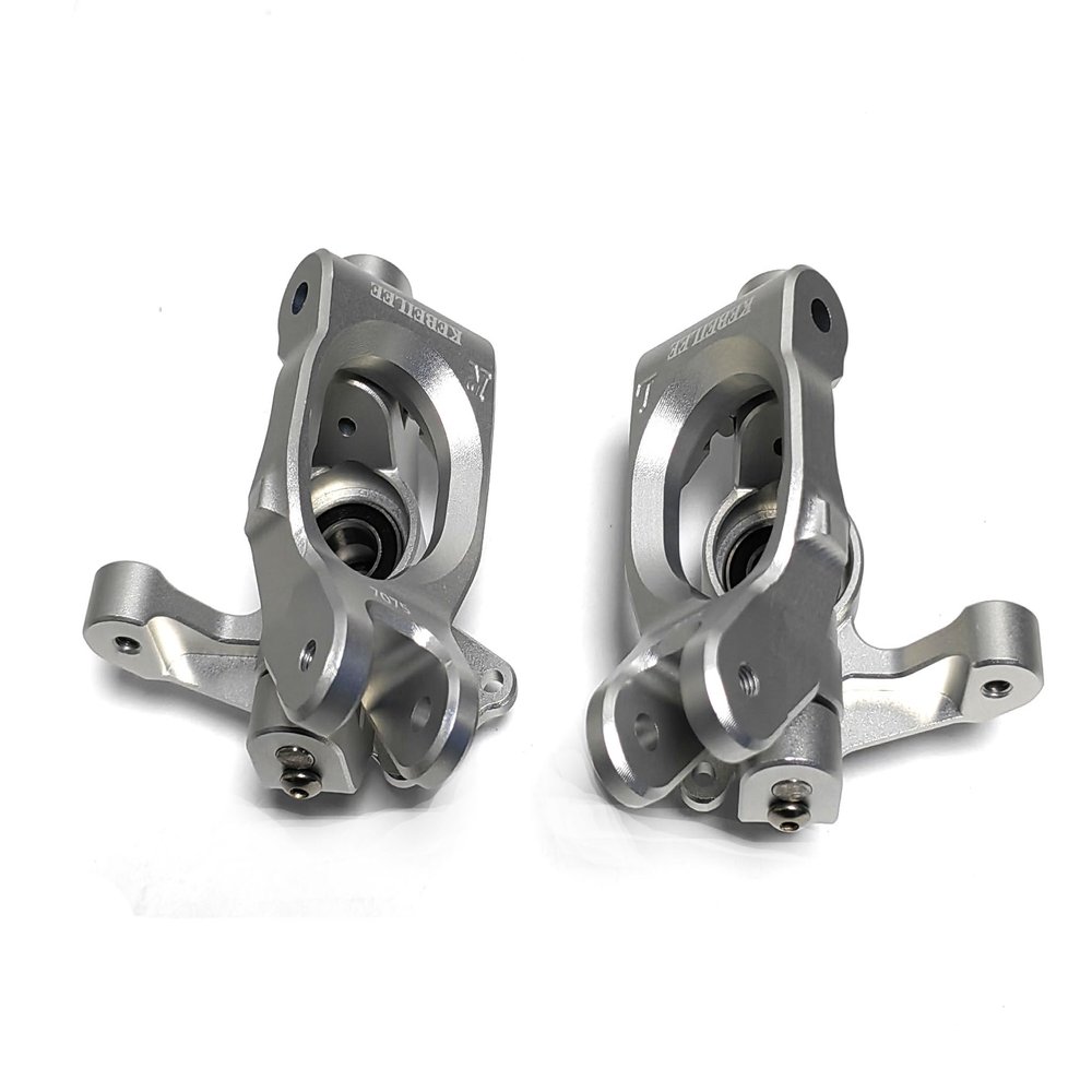 KEBEILEE CNC Alu7075 Front Spindle Knuckle+C Hub for LOSI Super Rock Rey 1/6 8S (Silver)