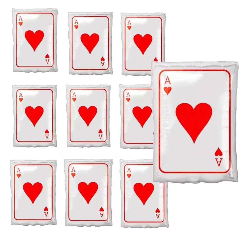 10 PCS Poker Party Aluminum Film Balloons for Casino Night, Birthday Parties, Halloween & Christmas Decorations