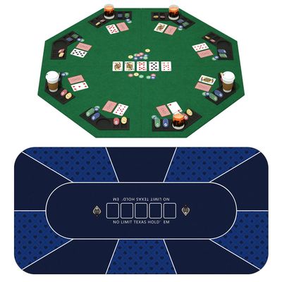 YUZPKRSI 70 x 35 Inch Poker Mat Blue + 48 Inch Wooden Poker Table Top Felt