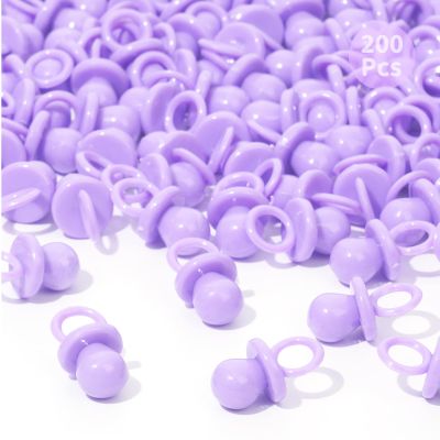 200 Mini Pacifiers Baby Shower Game Girl, 0.86 Plastic Pacifiers Baby Shower Game, Bulk Baby Shower Pacifiers for Gender Reveal Baby Shower Decoration DIY, Table Scatter, Baby Shower Favors (Purple)