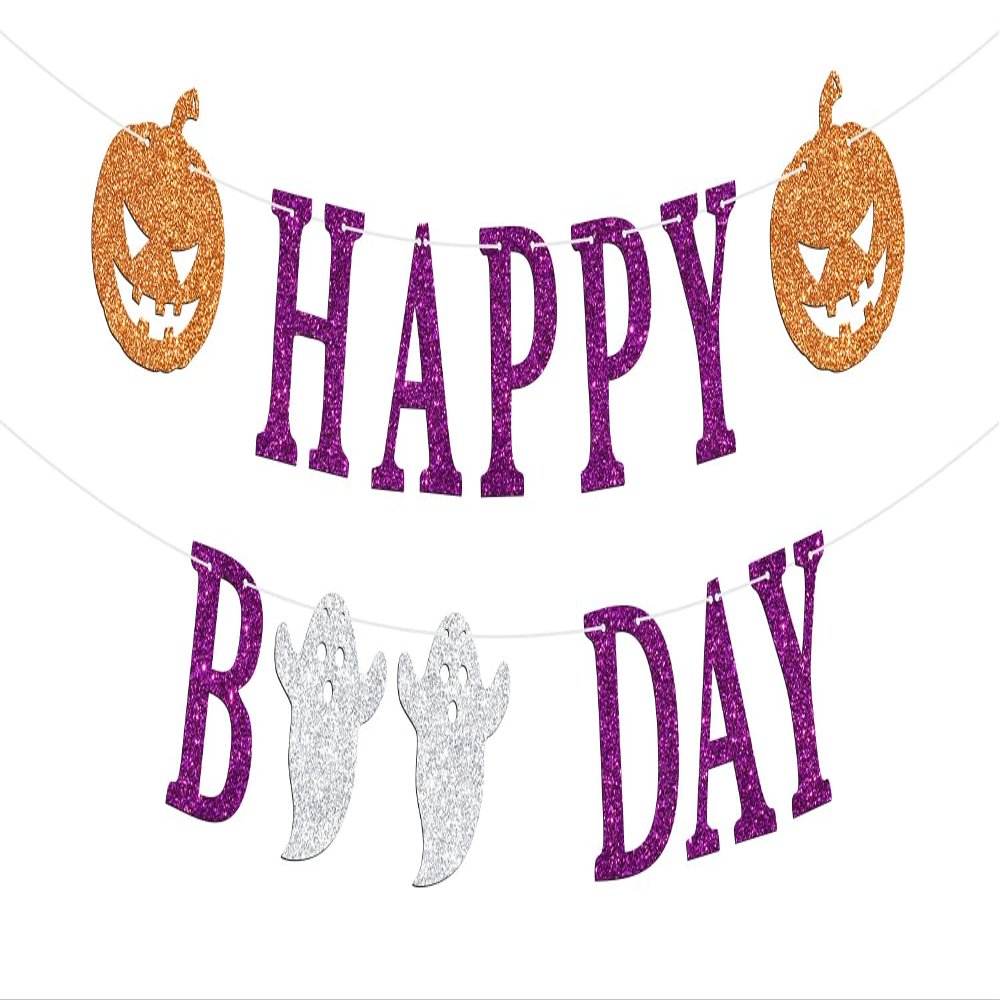 Happy Boo Day Banner, My 1st Boo Day/Here for the Boos, Halloween Ghost Spooky Baby's 1st Birthday Baby Shower Party Decorations Supplies