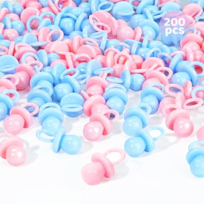 200 Mini Pacifiers Baby Shower Game Boy, 0.86 Plastic Pacifiers Baby Shower Game, Bulk Baby Shower Pacifiers for Gender Reveal Baby Shower Decoration DIY, Table Scatter(Blue&Pink)