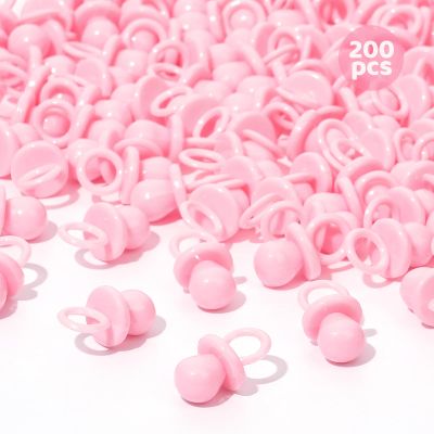 200 Mini Pacifiers Baby Shower Game Girl, 0.86 Plastic Pacifiers Baby Shower Game, Bulk Baby Shower Pacifiers for Gender Reveal Baby Shower Decoration DIY, Table Scatter, Baby Shower Favors (Pink)
