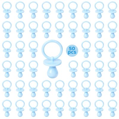 50 Pacifiers for Baby Shower Game Boy, 2.75 Plastic Pacifiers Baby Shower Game, Bulk Baby Shower Pacifiers for Gender Reveal Baby Shower Decoration DIY, Table Scatter, Baby Shower Favors (Blue)