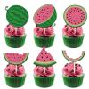 18pcs Pink Glitter Watermelon Dessert Cupcake Topper Pick for Fruit Watermelon Summer Tropical Fruit Watermelon Theme Decor Supplies Baby Shower Men Woman Boys Girls Happy Birthday Party Decorations view 1